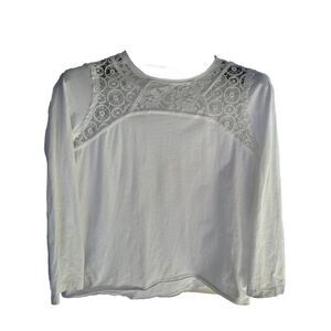 Sundance White‎ Lace Eyelet Peasant Pullover Sweatshirt Medium Long Sleeve
